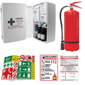 Pachet Trusa prim ajutor fixa + Stingator P6 + 28 Autocolante